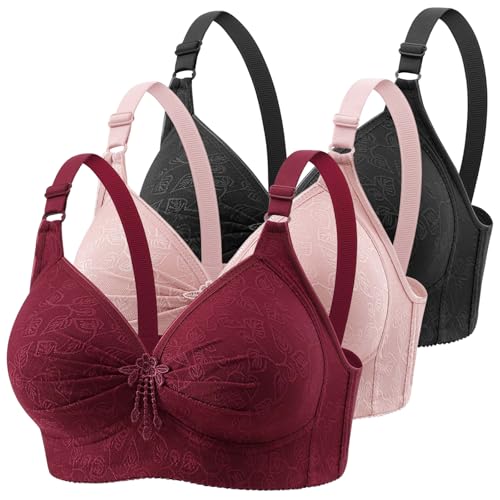 3er Pack BH Damen ohne Bügel Nahtloser Bra Push Up BHS Sexy Starker Halt Große Brüste Klassische Bustier Soft Bequemer Bralette Fitness Dessous Crop Top für Alltag