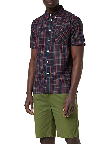 Merc of London Herren Mack, Shirt, Short Sleeve Smoking Hemd, Blau (Navy), Small