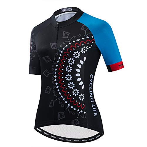 Hotlion Sommer Atmungsaktiv Radtrikot Damen Mountainbike Jersey Schnelltrocknend Fahrradshirt Kurzarm Radbekleidung - - Mittel