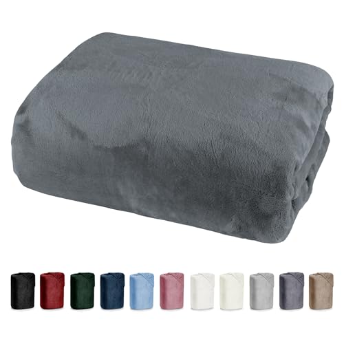 heimtexland ® Spannbetttuch Cashmere Touch Teddy Plüsch Spannbettlaken Super Soft ÖKOTEX Nicky 180x200 Anthrazit Typ585