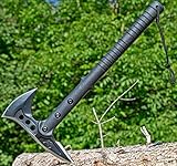 KS-11 Multifunktions Axt - Downrage - Tactical Tomahawk - Kampfaxt - Hawk - Kommando - M48 SWAT - Camping Axt - Beil - Messer - Wikinger - Outdoor - Survival - 40cm lang, schwarz,