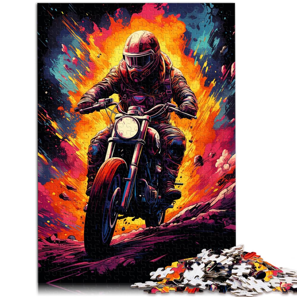 Puzzle-Geschenk „Die farbenfrohe Psychedelia der Galaxy-Motorräder“ 1000-teiliges Premium-Puzzle Holzpuzzles für Puzzle-Geschenke 1000 Teile (50 x 75 cm)