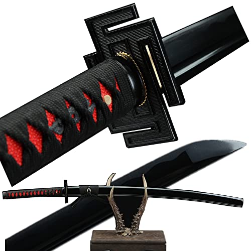 LQSMX sword Japanisches Anime Samurai Schwert Kurosaki Ichigo Cosplay Schwert 41in Hand geschmiedeter hoher Mangan Stahl Schwerter echte Waffen Katana Schwert