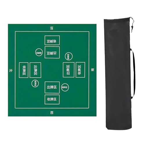 Mahjong Tischmatte,Kachel Spiele Tischabdeckung, For Tisch mit Regeln, verdickte, rutschfeste und geräuschreduzierende Mahjong-Matte, for Mahjong-Spiele und Pokerspiele(Green,90x90cm(35. 43x35 43in))