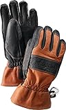 Hestra Herren und Damen Skihandschuhe: Guide-Leder-Winterhandschuhe mit Wollfutter, Braun/Schwarz, Größe 8