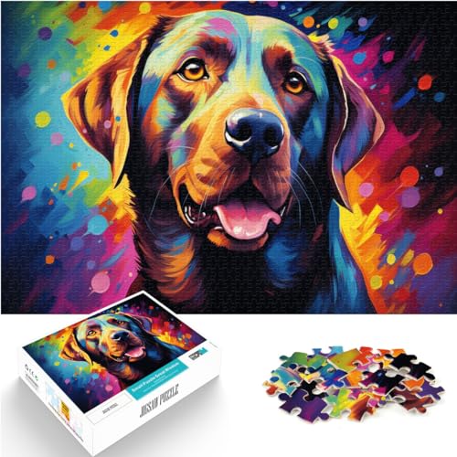 Puzzle für Labradore, farbenfrohes psychedelisches Puzzle für Erwachsene, 1000-teiliges Holzpuzzle, Entspannungspuzzle, Familienspiel für und (50 x 75 cm)