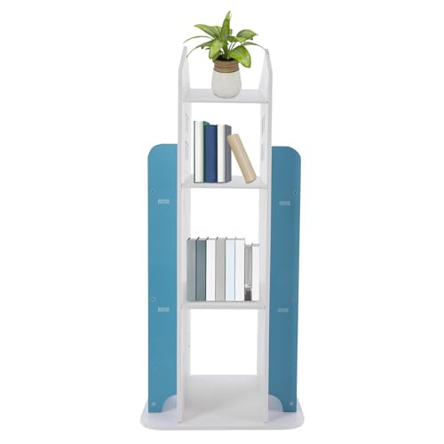 KAPIPALA 4-stufiges Drehbares Kinder Bücherregal 360° Kleines Hausförmiges Regal Bücherregal Spielzeugaufbewahrungs-Veranstalter-Regal für Schlafzimmer Wohnzimmer Arbeitszimmer 41x41x95CM