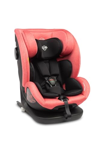 CARETERO - Autositz Kinder - Autokindersitz SECURO - Gegurteter Autositz - i-Size Homologation ISOFIX - für Kinder von 40-150 cm Größe - Rotierend 360° - Reduktionseinsatz für Babys - Schmutziges Rosa