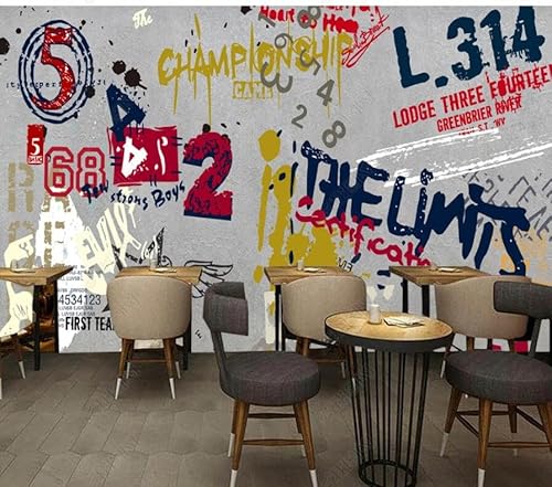 tyujlkjddlf Tapete Wandbild 3D Benutzerdefinierte Straßengraffiti-Restaurant-Bar-Hintergrundwand-200Cmx140Cm