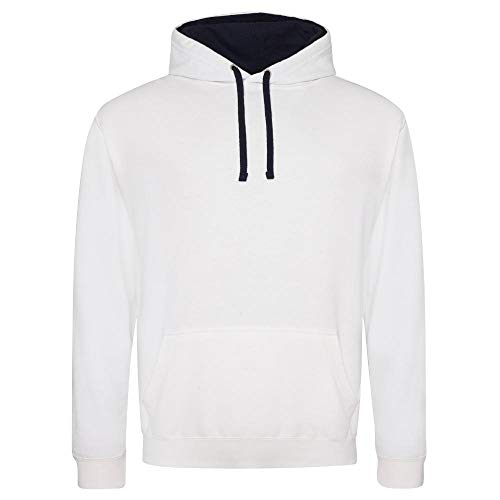 Just Hoods - Unisex Varsity Hoodie/Arctic White/French Navy, XXL