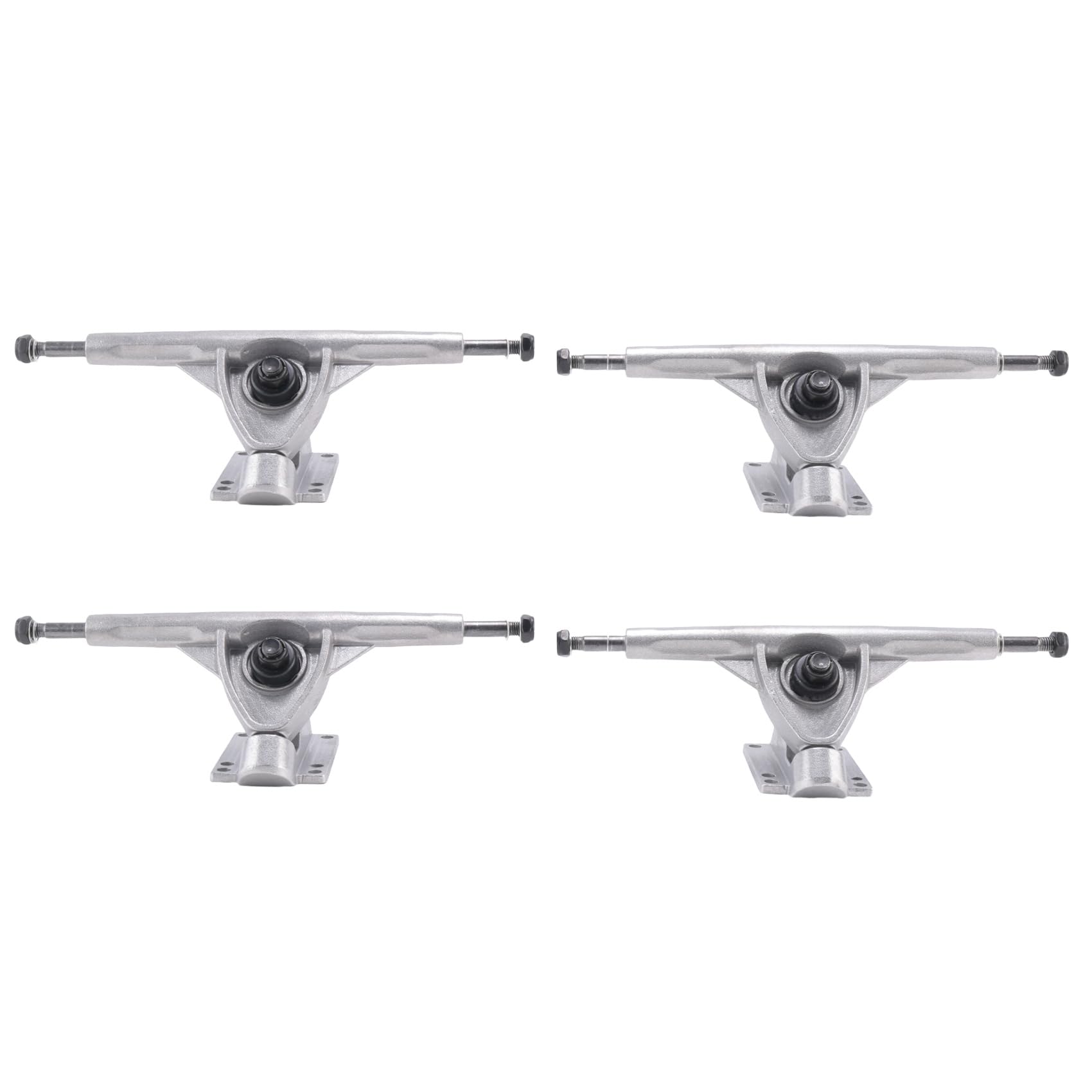 SICOSALT 2X 7 Longboard Trucks Skateboard Truck für Flat-Plate Bridge Aluminium Universal Longboard Skateboard Halterung, Silber