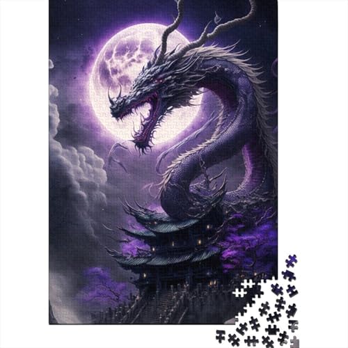 Holzpuzzle „Brave Dragon“, 1000 Puzzleteile für Erwachsene und Teenager, Geburtstagsgeschenk für Erwachsene, Jungen und Mädchen (Größe: 75x50cm)