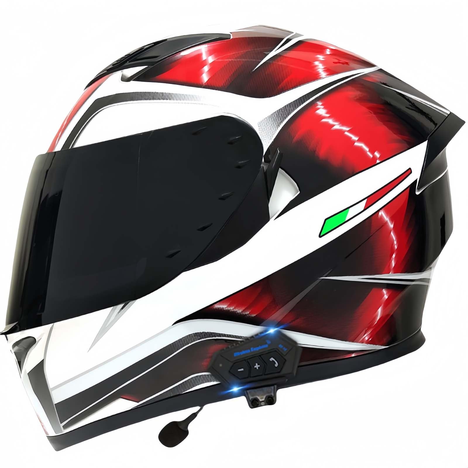 Modularer Integrierter Bluetooth-Motorradhelm Für Herren, ECE-Geprüft, Motorradhelme Mit Integriertem Lautsprecher, Doppelvisier, Moped Für Damen Und Herren B,S55-56CN