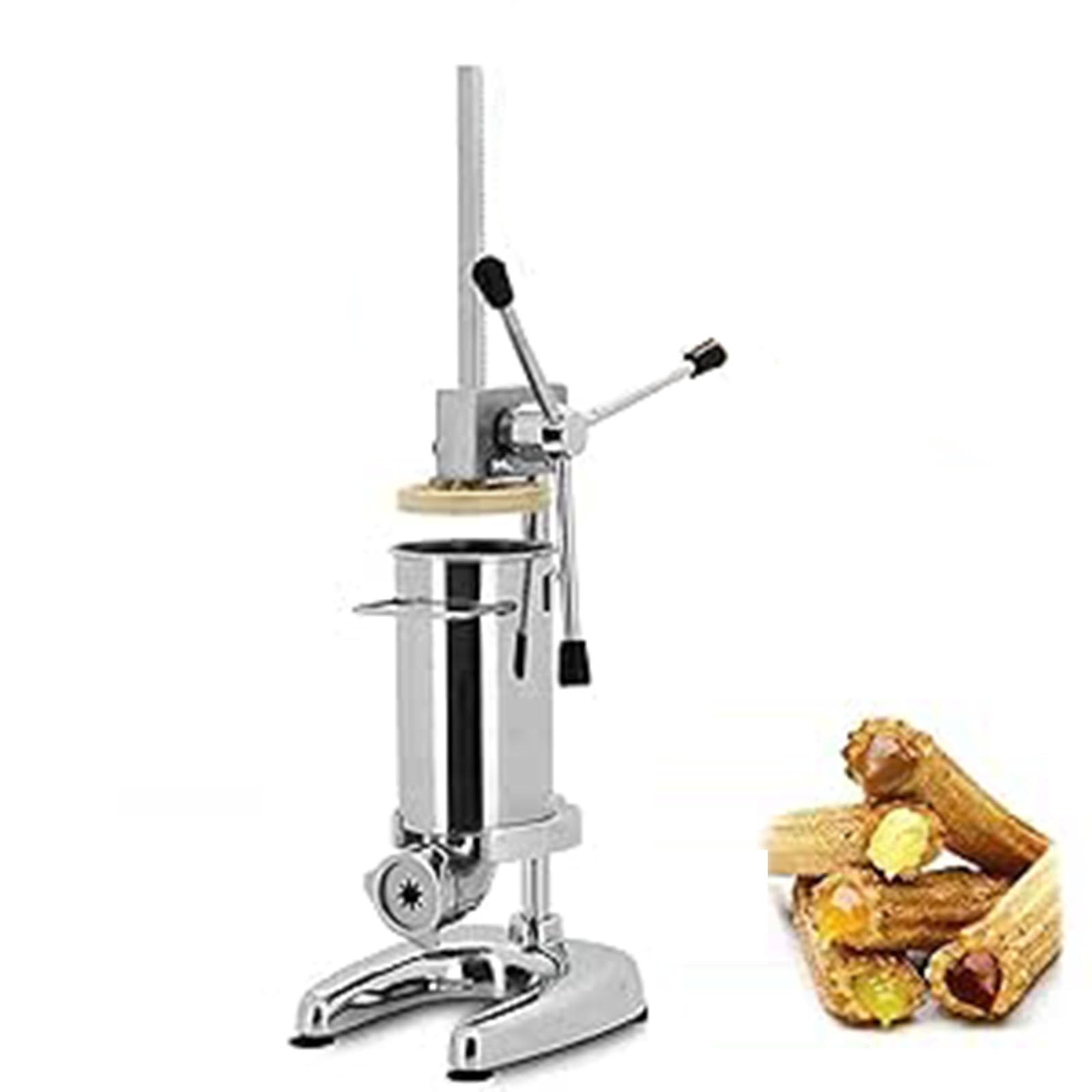 lwjunmm Churros-Maschine, 3L, kommerzielle manuelle spanische Churro-Maschine, Donut-Maschine, vertikale Füllmaschine aus Edelstahl, Dessert-Maker, Handkurbel, lateinamerikanische Obstmaschine,2L