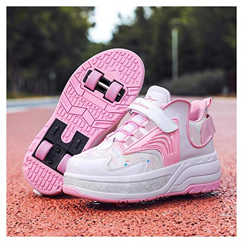 Rollschuhe Kinder Schuhe mit Rollen Turnschuhe Jungen Mädchen Rollschuhe Skateboardschuhe Outdoor Sportschuhe,Pink-35