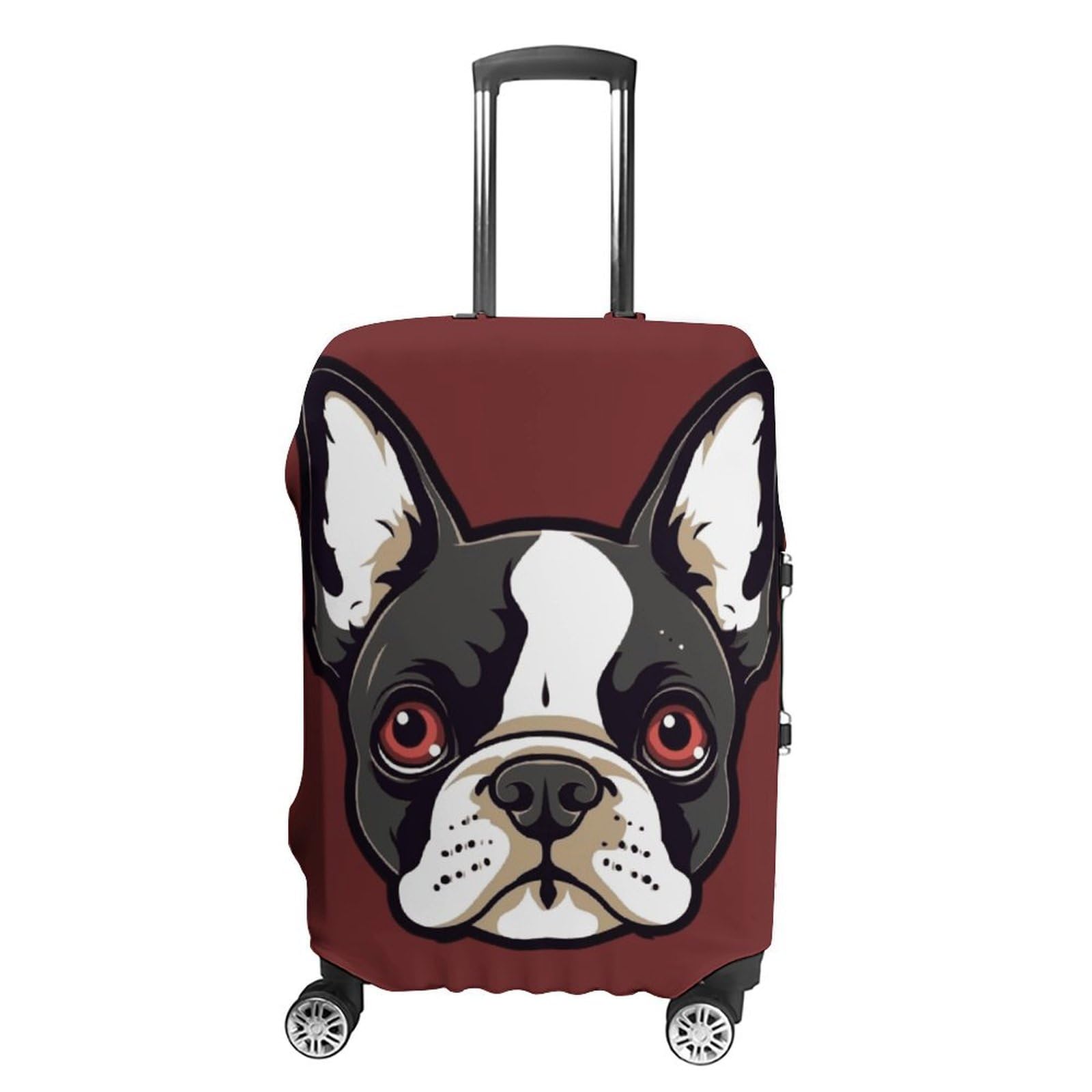 CSGJMYGS Reisegepäckabdeckung, elastisch, waschbar, modisch, kratzfest, Cartoon-Boston-Terrier-Gesicht, Koffer-Schutz, passend für 45,7-81,3 cm Gepäck, Stil-6, XL