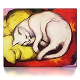 CanvasArts Weiße Katze - Franz Marc - Leinwandbild (60 x 50 cm, Leinwand auf Keilrahmen)