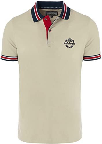 Karl´s People Kurzarm Poloshirt für Herren 100% Baumwolle by Carisma • Herren Polo Shirt mit Stickerei • Angenehmes Regular Fit Shirt für Büro und Freizeit K-129 Beige L