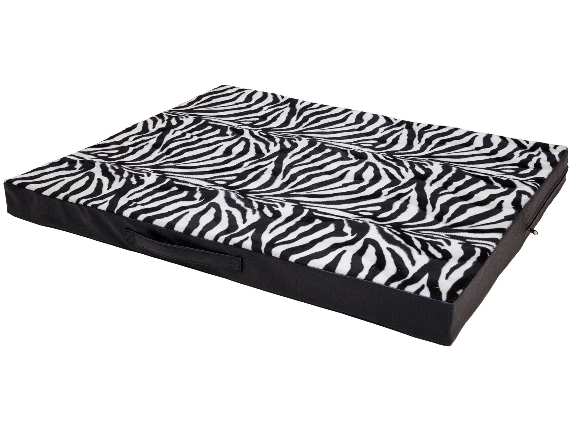 CopcoPet Hundematte Jumbo, 80 x 60 x 8cm, Zebra, abwaschbares Hundebett aus Fellimitat-Stoff, orthopädisches Hundekissen mit Viscoschaumfüllung