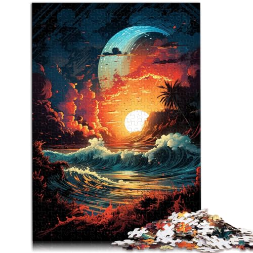 Puzzles, Geschenke, Spielzeug, farbenfrohe Fantasie-Sonnenuntergangswellen, lustige Puzzles für Erwachsene, 1000-teiliges Denksportaufgaben für intellektuelle Spiele (50 x 75 cm)