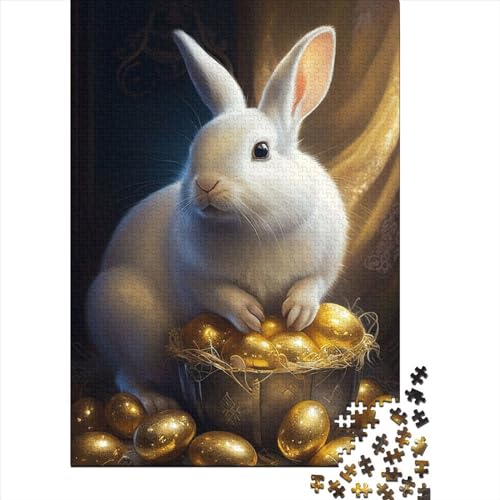 Kaninchen-Osterhasen-Tier für Erwachsene, 1000-teiliges Puzzle, 1000-teiliges Puzzle für Erwachsene und Teenager, Holzpuzzle für Erwachsene und Teenager (29,53 x 19,69 Zoll)