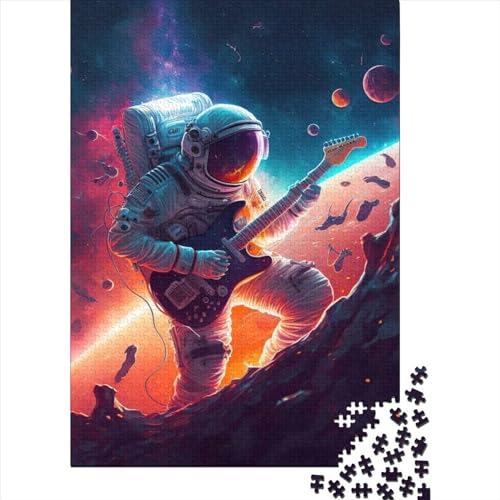 Kunstpuzzle für Erwachsene, 500 Teile, Astronaut spielt Gitarre, für Erwachsene, 500-teiliges Puzzle ganze Familie und die (20,47 x 14,96 Zoll)