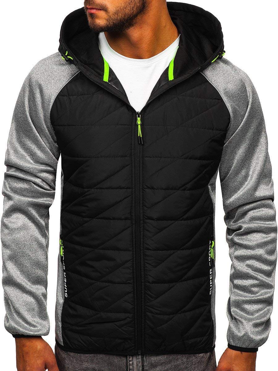 BOLF Herren Übergangsjacke Steppjacke Sportjacke Freizeitjacke Reißverschluss Street Style J.STYLE KS2145 Grau L [4D4]