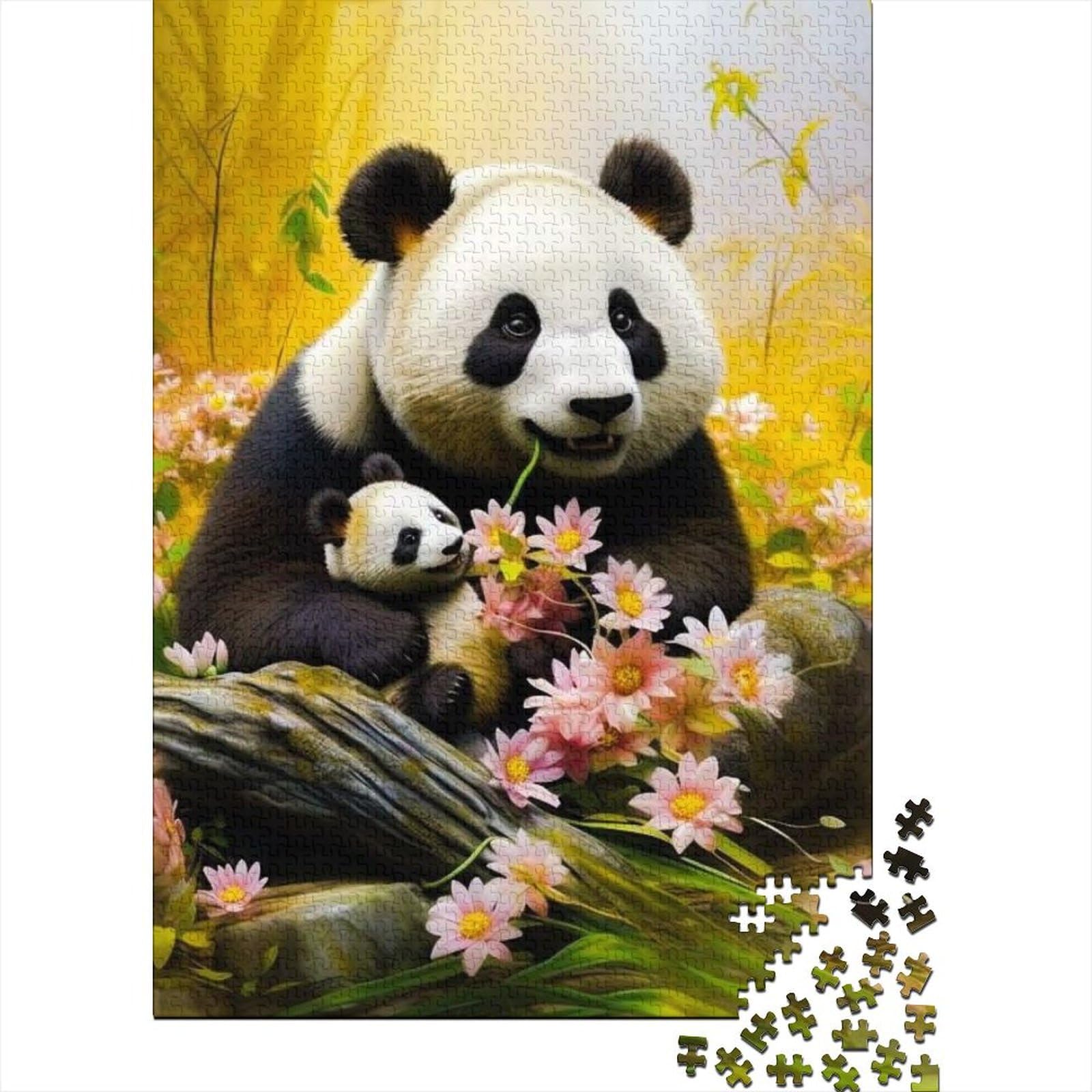 1000-teiliges Puzzle für Erwachsene und Teenager, Panda-Puzzle aus Holz für Erwachsene, Puzzle-Spielzeug, Puzzle – anspruchsvolles Spiel (Größe: 75 x 50 cm)