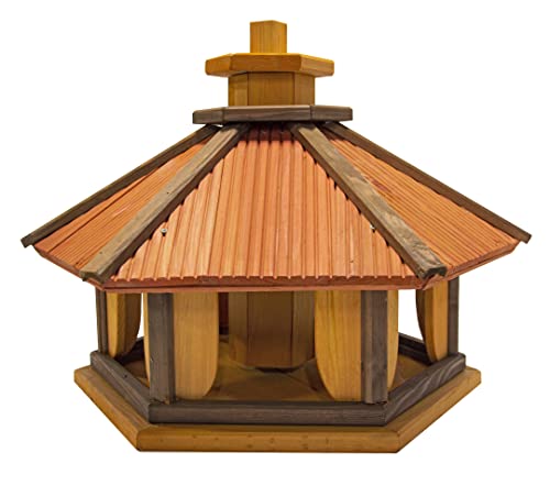 Vogelhaus zum Aufhängen - Vogelfutterhaus ohne Ständer - Futterhaus für Vögel - Vogelhäuser aus Holz - robuster Vogelhäuschen für Garten und Balkon - 44x49,5x43 cm