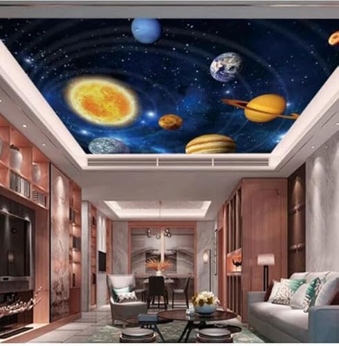 tyujlkjddlf Tapete Wandbild 3D Benutzerdefinierte 3D-Wandbild, Tapete, Sofa, Hintergrund, Wand, Sternenhimmel, Universum, Erde, Weltraum, Sonnensystem, Planet-200Cmx140Cm