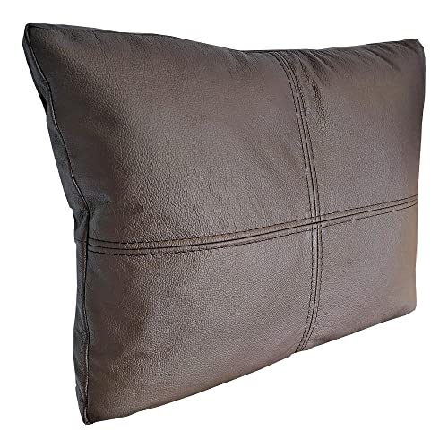 Quattro Meble Dunkelbraunes Echt Leder Kissen Deko Kissen Echtleder Rückenkissen Rindsleder - Volleder Sofa Couch Leder Zierkissen Lederkissen Modell P&Z4EL Leder MDR Dark Brown (45 x 60 cm)