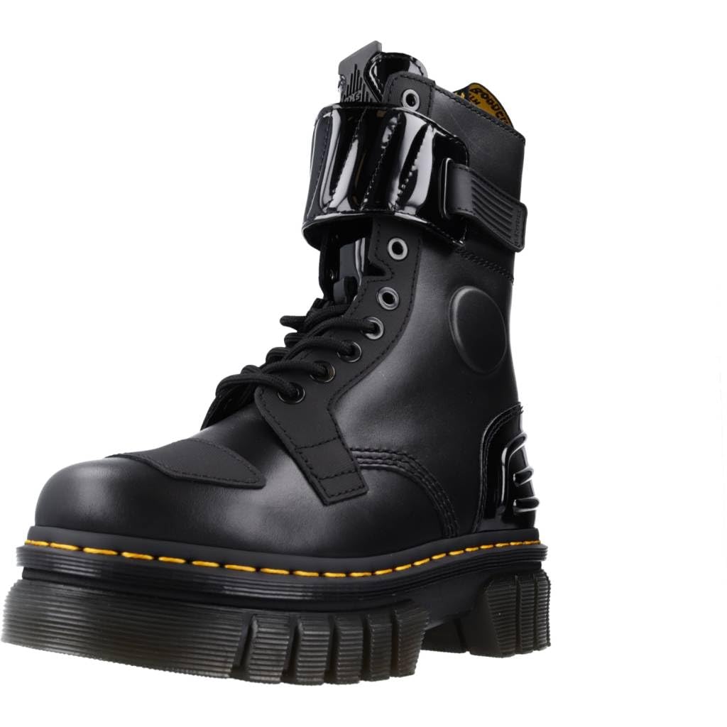 DR. MARTENS Damen 10 Eye Boots, Black Nappa Lux & Black Ajax & Black Soft Patent Pu, 38 EU