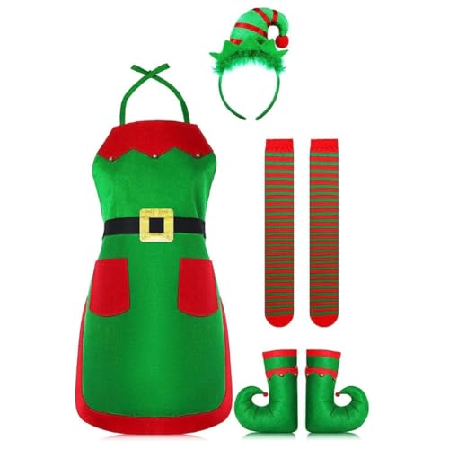 Erwachsenenkostüm, Gürtel, Schürze, Ohren, gestreift, Oberschenkel, Strümpfe, Mütze, Stirnband, Schuhe für Weihnachten, Cosplay-Outfits