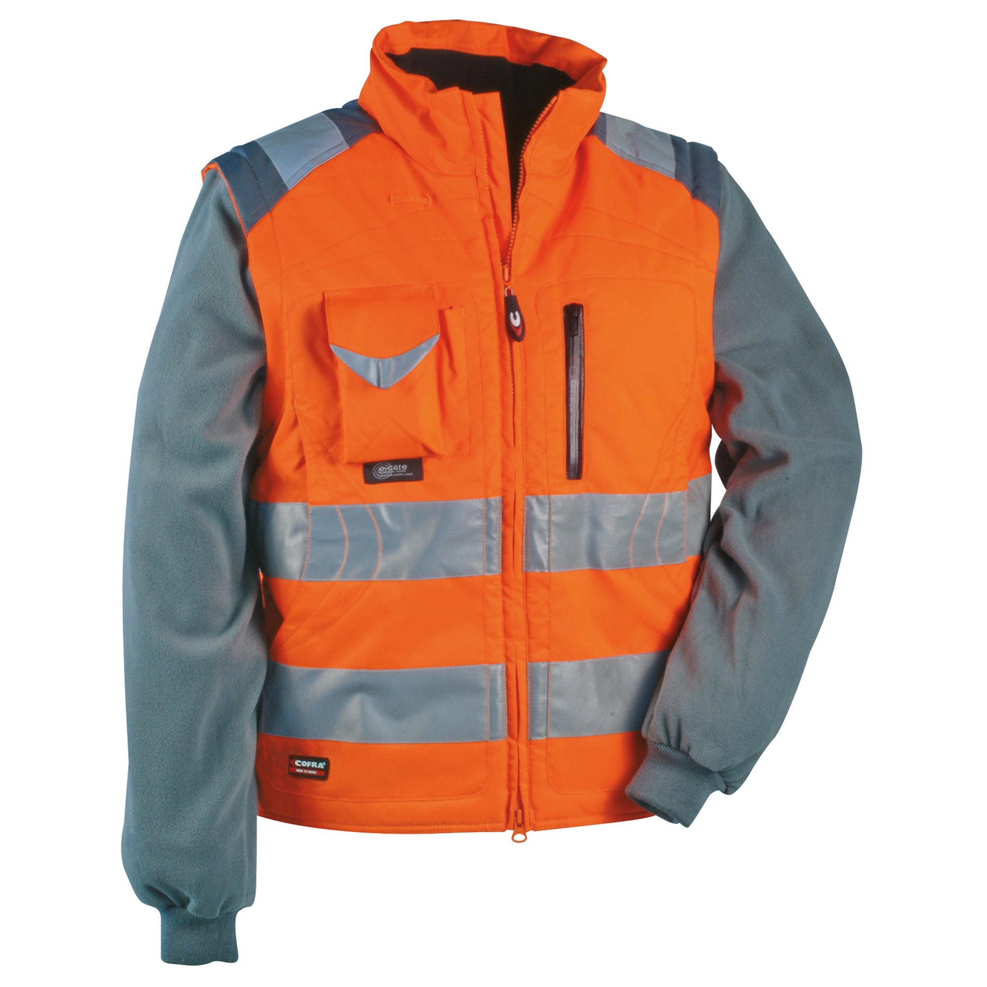 Cofra V023-0-01.Z62 Weste mit anbringbaren Fleece-Ärmeln - Hohe Sichtbarkeit - 100% Polyurethan beschichtetes Polyester - Polsterung: 100% Polyester - Futter: 100% Nylon - Orange - Größe: 62