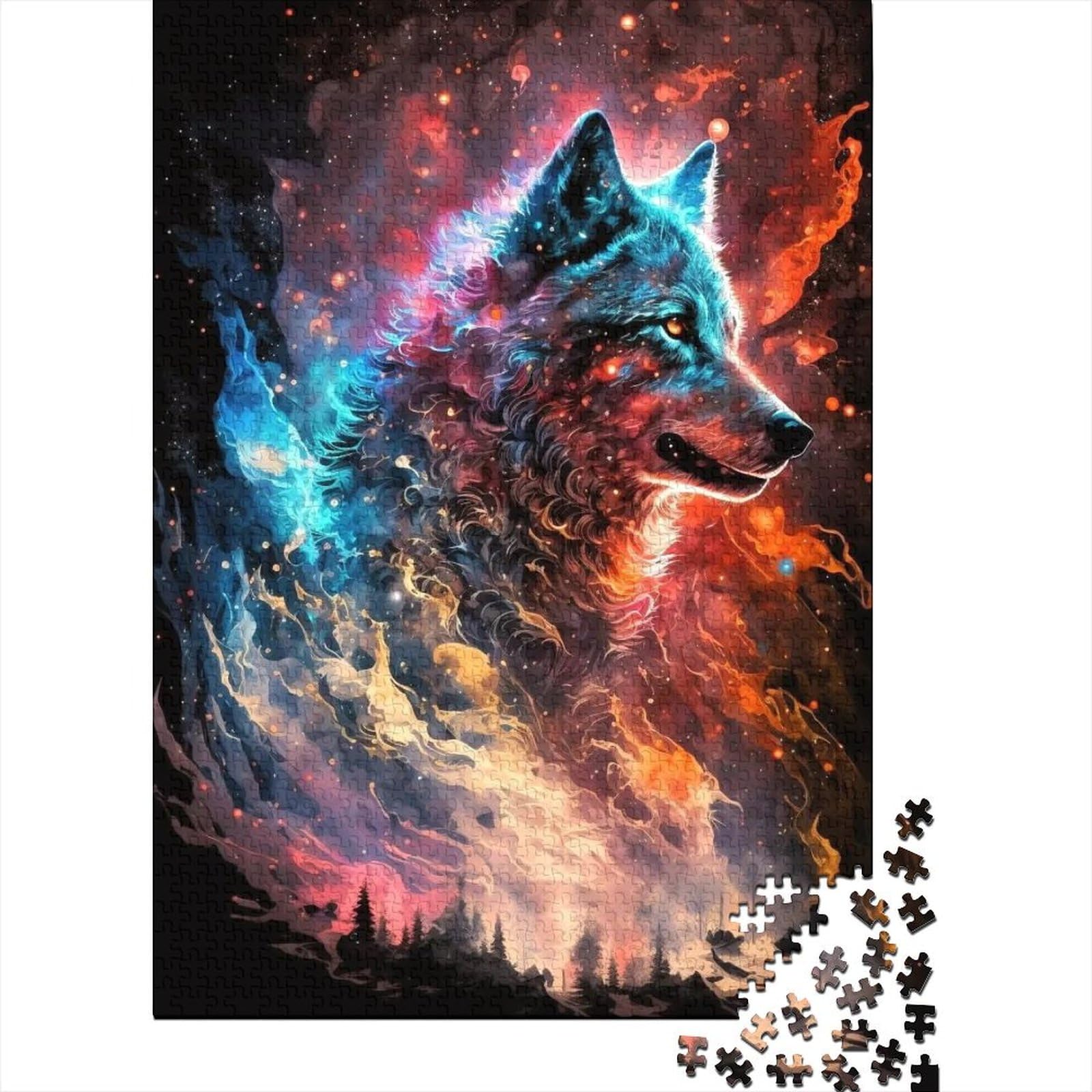 Kunstpuzzle für Erwachsene 500 Teile, Kunstwolf für Erwachsene, 500 Teile, Puzzlegeschenke, Lernspielzeug, Familienspiele (Größe 52x38cm)