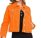 Cipo & Baxx Damen Jeansjacke Oversize Lang Denim Frezeitjacke WJ212 Orange L