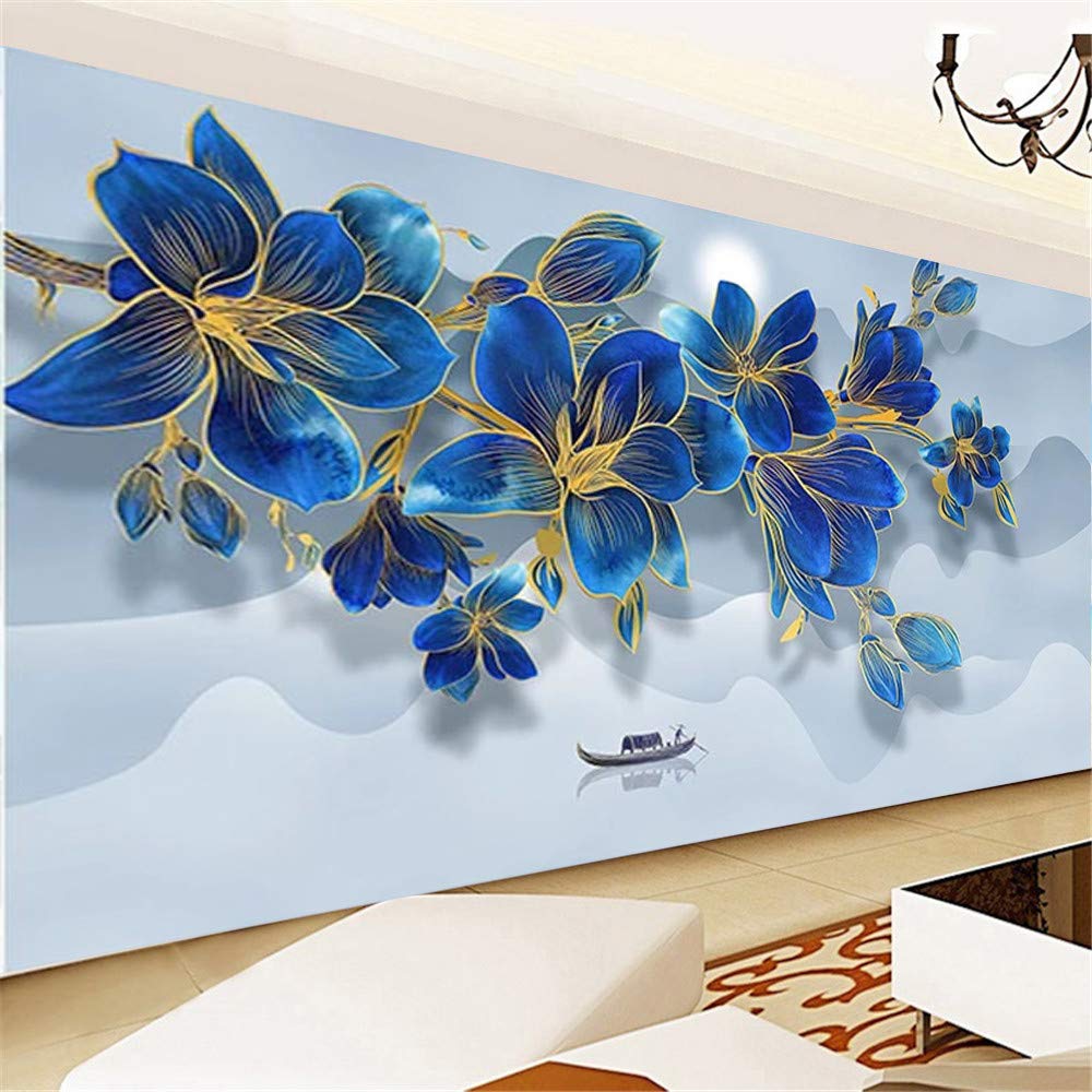 Nicole Knupfer DIY Diamond Painting 5D Diamant Painting Set Blaue Magnolienblume Full Drill Stickerei Diamonds Malerei für Home Wand Dekor (100 * 40cm)