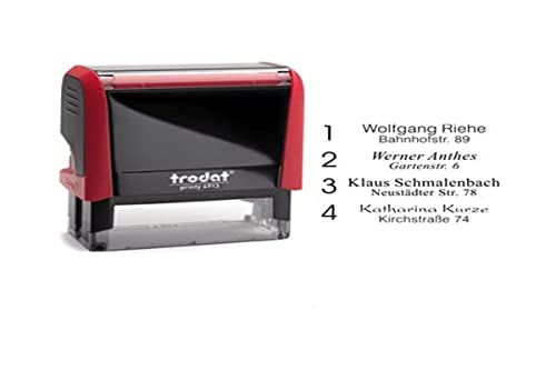 Trodat Printy 4913 -Selbstfärbendes Stempelkissen - Stempel mit Wunschtext personalisieren - 5 zeilen - 58 x 22 mm - 10 Farben erhältlich (Turquoise – Türkis)