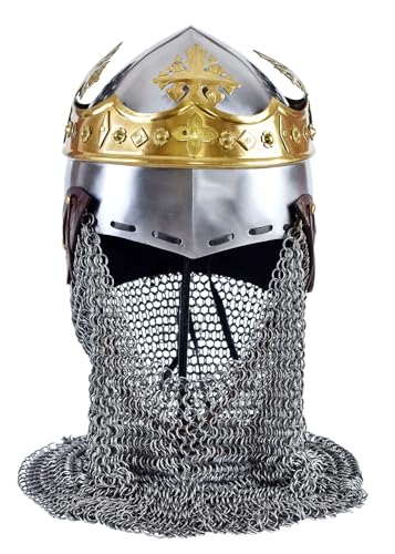 Battle-Merchant Helm von Robert Bruce, Mittelalter-Beckenhaube mit Brünne, 1,6 mm Stahl