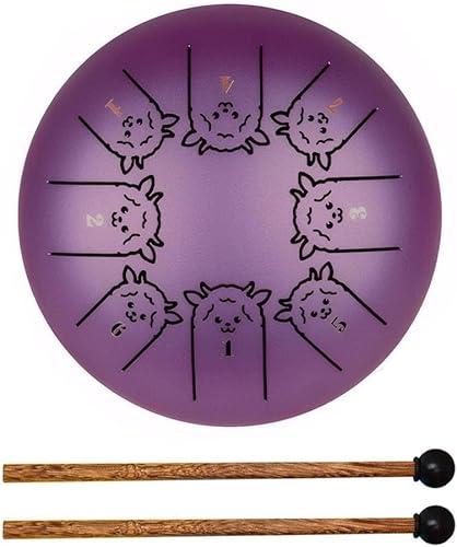 Stahlzungentrommel, 6 Zoll 8-Noten-Stahlhandtrommel mit Trommelstöcken, 12 Zodiac Ethereal Drum for Anfänger, Schlaginstrument for die musikalische Bildung, Yoga, Meditation/374 (Color : H)