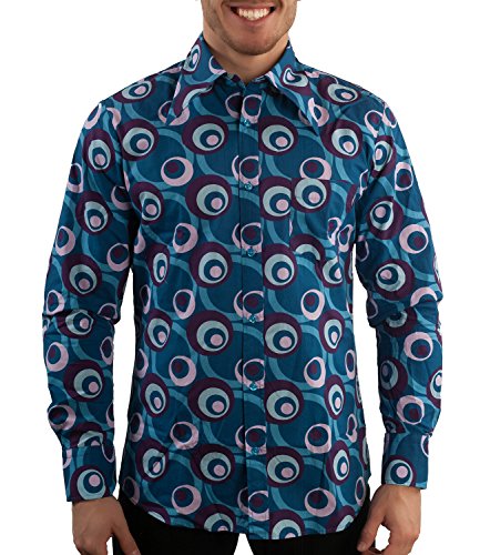 Comycom Party Hemd 70er Dots Muster Blau 3XL