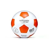 Kan Jam Illuminate LED Fußball, Leuchtfußball - im Dunkeln leuchtender Fußball - Offizielles Gewicht & Größe 5 - Weiß/Orange - Fußball Spaß bis in die Nacht dank bewegungsaktivierter LED-Beleuchtung