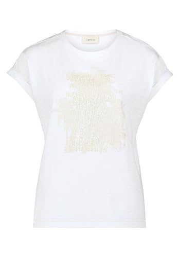 Cartoon Damen Printshirt mit Ärmelaufschlag Patch Cream/Gold,36