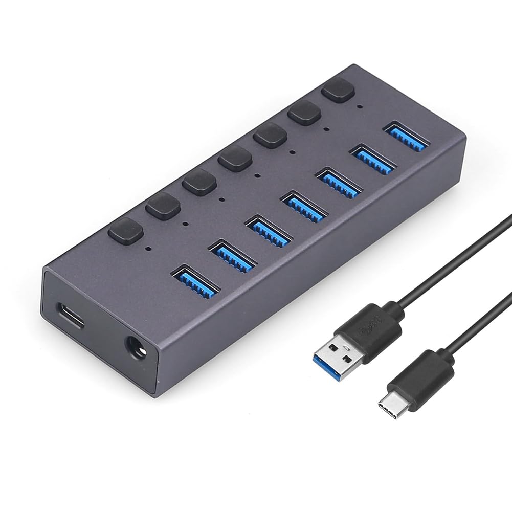 Naugan USB-3.0-Splitter, 7-Port-Ladegerät, Multi-Interface-HUB mit Installation, einfach zu bedienen