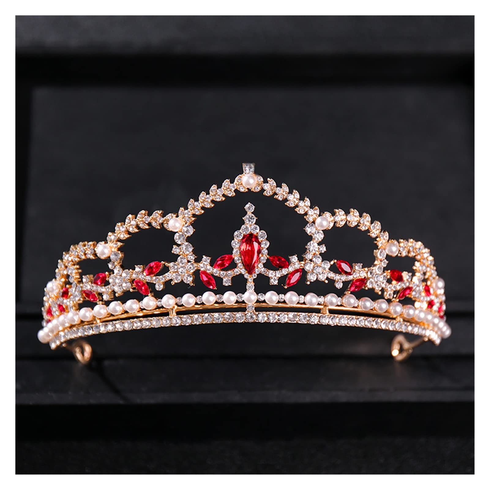 AIHEDOUJ Vintage Kristall Strass Prinzessin Krone Tiara Diadem Stirnband für Frauen Braut Hochzeit Haarschmuck Schmuck (Größe: 7) Stirnbänder (Größe: 24)