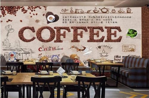 Kaffee Vintage Coffee House 3D Tapete Poster Restaurant Schlafzimmer Wohnzimmer Sofa TV Dekorative Wand-430cm×300cm