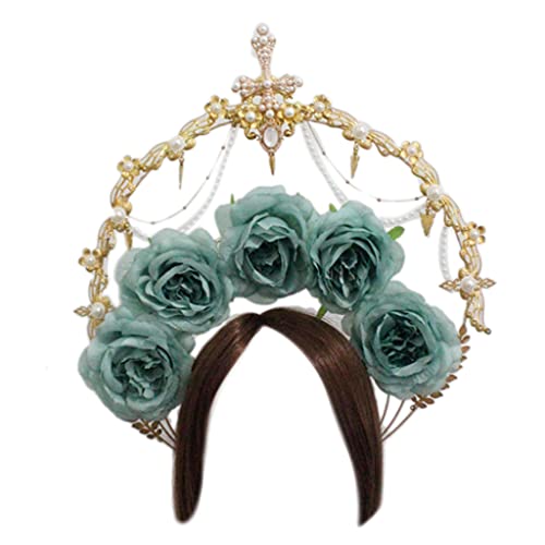 SANRLO Stirnbänder, Haarschmuck für Damen, Krone für Damen, Gothic, hohl, Blumenmuster, Vintage-Stil, Perlen, Kopfbedeckung, dekorativer Luxus-Haarreif