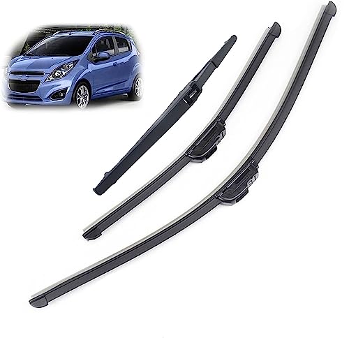 Auto Scheibenwischer für Chevrolet Spark M300 2009-2015, Auto Windschutzscheibe Vorne und Hinten Scheibenwischer Kautschuk Wischersatz Autozubehör 21” 16” 12”