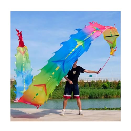 Drachenbänder, Tanzbänder, Dance Dragon Ribbon Streamer 3D Dragon Head Dragon Dance Ribbon, Outdoor Fitness Flinging Dragon Jonglierset(8m/26ft)