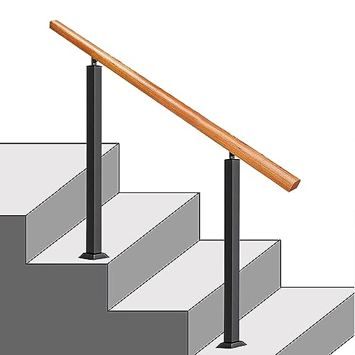 Yqyc Handläufe Für Außenstufen, 60–160 cm, Treppenhandlauf, Außentreppengeländer, Passend Für 1 Bis 3 Stufen, Mit Installationssatz Für Beton/Holz/Ziegel (Color : Negro, Size : H-95cm L-120cm)